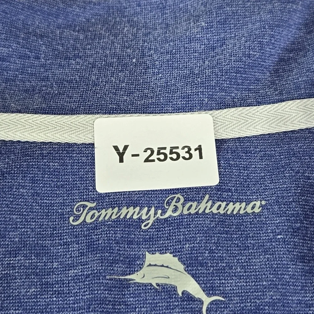 Tommy Bahama Men Sweater XXL‎ Blue Marlin Quarter Zip Logo Zipper Long Sleeve